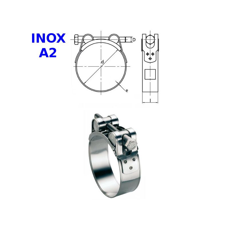 Collier à tourillons inox W4 Ace - Diamètre 23 - 25 mm - Vendu par 5 de  Collier tourillon