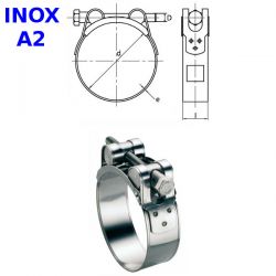 Colliers 64-67mm Inox A2 W4 à tourillons pour tuyaux épais et armés par 10