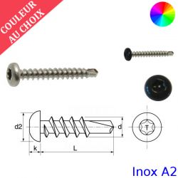 Vis autoperceuses 3,5x9,5 mm couleur au choix tête cylindrique Torx Inox A2 par 1000